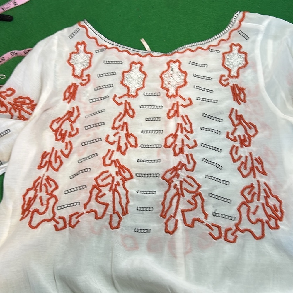 FREE PEOPLE EMBROILED CROCHET DETAIL BOHO HIDDEN BUTTONS CLOSURE BLOUSE TOP SZ M - Picture 14 of 15